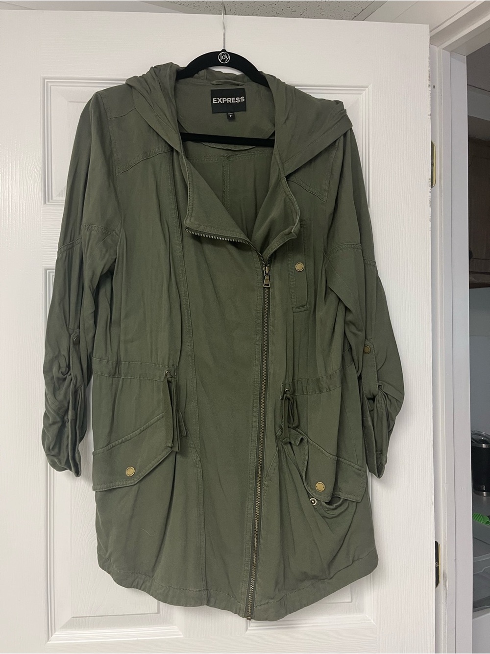 Express Olive Utility Hooded Jacket